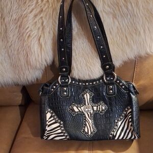 Black and White Studded Women's Bag